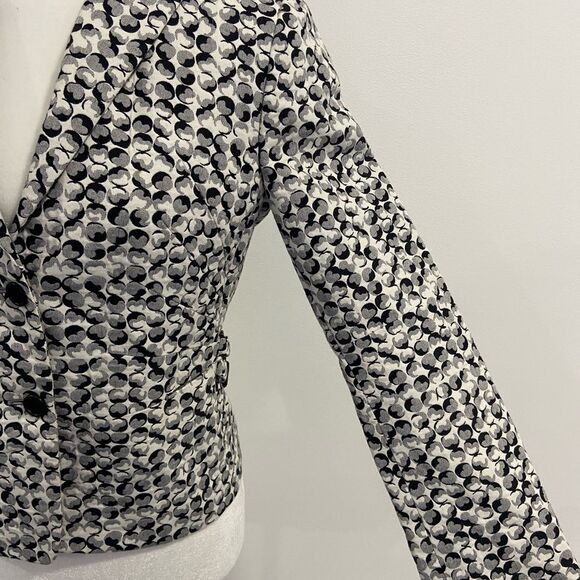 Akris Punto Black and White Abstract Print Lined Blazer Size 6 - Picture 6 of 16